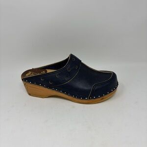 Bastad Navy Blue Leather Clog Size 38 or US 8